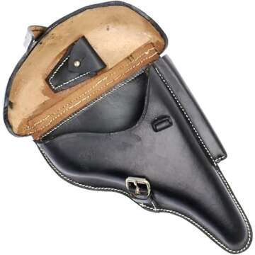WWII German P08 Luger Hardshell Pistol Holster Black Pattern 1908 (Free Luger Tool)