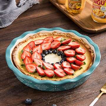 Wisenvoy Pie Pan Ceramic Pie Dish Blue Pie Plate Porcelain Deep Dish Pie Pan Non-Stick Pie Pans