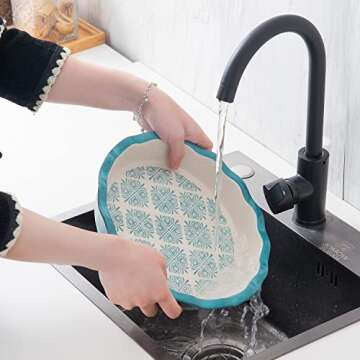 Wisenvoy Pie Pan Ceramic Pie Dish Blue Pie Plate Porcelain Deep Dish Pie Pan Non-Stick Pie Pans