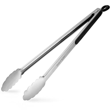 Grill Tongs, 17 Inch Extra Long BBQ Tongs, Premium Stainless Steel Metal Tongs for Cooking, Grilling...