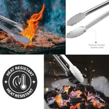 17-Inch Extra Long Grill Tongs - Premium Stainless Steel