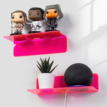 OAPRIRE Acrylic Floating Shelves Set of 2 - Maximize Wall Space with Strong Adhesive for Bedroom, Ki...