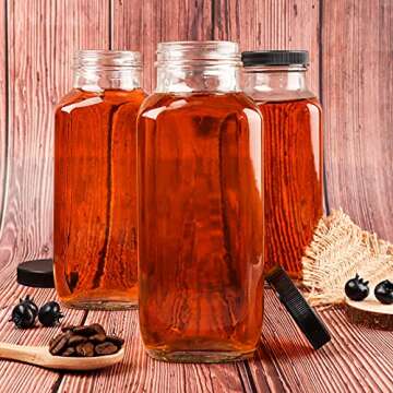 HINGWAH 12 Vintage 16 OZ Glass Drink Bottles Set