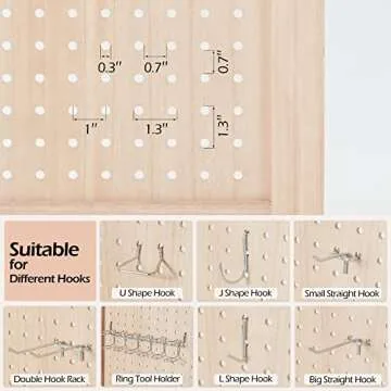 Haddockway 4 Panel Pegboard Display 5 Ft Folding Privacy Screen Wood Room Divider Portable Freestanding Display Board Wall Organizer for Craft Show, Jewelry, Retail, Cloth