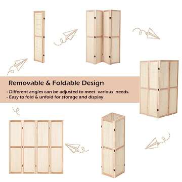 Haddockway 4 Panel Pegboard Display 5 Ft Folding Privacy Screen Wood Room Divider Portable Freestanding Display Board Wall Organizer for Craft Show, Jewelry, Retail, Cloth