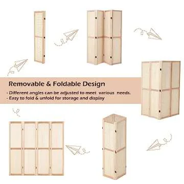 Haddockway 4 Panel Pegboard Display 5 Ft Folding Privacy Screen Wood Room Divider Portable Freestanding Display Board Wall Organizer for Craft Show, Jewelry, Retail, Cloth