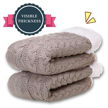 SDBING Women's Winter Super Soft Warm Cozy Fleece Lined Fuzzy Slipper Socks with Grippers (Light Gray, 6-10)