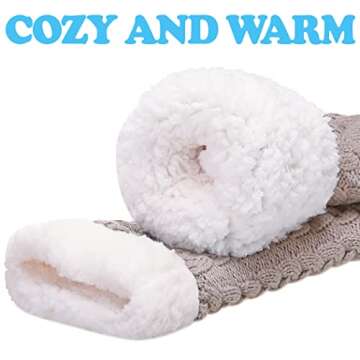 SDBING Women's Winter Super Soft Warm Cozy Fleece Lined Fuzzy Slipper Socks with Grippers (Light Gray, 6-10)