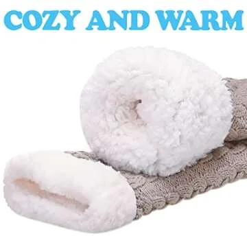SDBING Women's Winter Super Soft Warm Cozy Fleece Lined Fuzzy Slipper Socks with Grippers (Light Gray, 6-10)