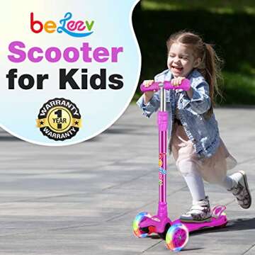 BELEEV Kids Kick Scooter with Light-up Wheels, Adjustable