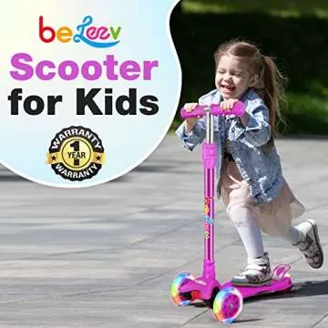 BELEEV Kids Kick Scooter with Light-up Wheels, Adjustable