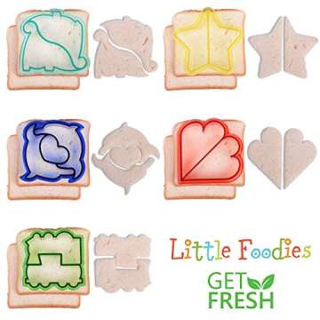 [20-Piece Set] Sandwich Cutters for Kids - 5 Sandwich Cutter Shapes, 5 Vegetable Cutters and FREE 10 Bento Decorations