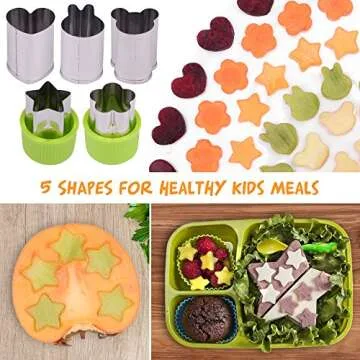 [20-Piece Set] Sandwich Cutters for Kids - 5 Sandwich Cutter Shapes, 5 Vegetable Cutters and FREE 10 Bento Decorations