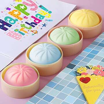 CAPOLARE Colorful Dumpling Squishy Stress Balls Sensory Toys Fidgets, Pop It Stress Ball Squishy Toys, Fidget Toys Pop Its Squishies Fidget Pack (4PCS)