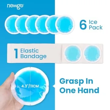 NEWGO Small Ice Packs for Injuries, 6 Pack Round Ice Packs for Face, Hot and Cold Gel Ice Pack Circular Cold Compress with Cloth Backing & Sleeve for Pain Relief, Toothaches, Breast Surgery