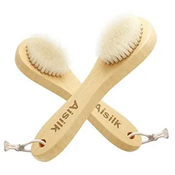 Wooden Facial Cleansing Brush Natural Bristles Wood Handle Wash Clean Exfoliate Scrub Cleaning Brushing Exfoliating Exfoliation Skin Care Face Cleanser Brushes 2 Pack Set