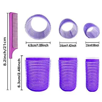 Hair Rollers Set, 61pcs 3 Sizes with Clips & Comb Self Grip Holding Hair Rollers Curlers for Long Me...
