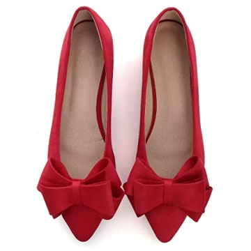 Elegant Stunner Bowknot Flats for Women Comfortable Red