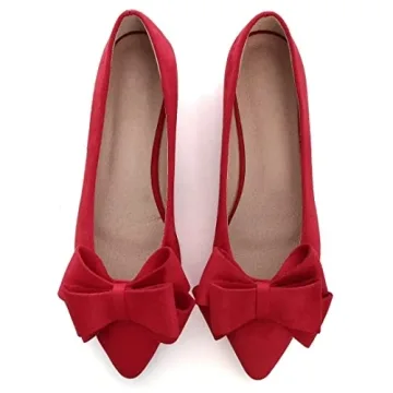 Elegant Stunner Bowknot Flats for Women Comfortable Red