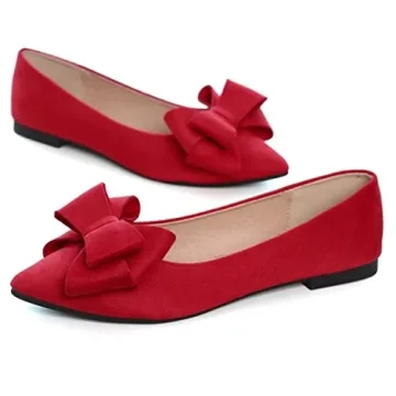 Elegant Stunner Bowknot Flats for Women Comfortable Red