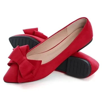 Elegant Stunner Bowknot Flats for Women Comfortable Red