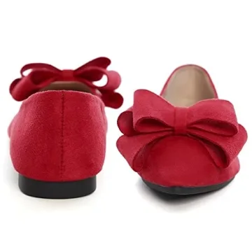 Elegant Stunner Bowknot Flats for Women Comfortable Red