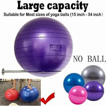 Wall Mounted Stainless Steel Exercise Ball Holder, Sturdy Yoga Ball Storage Rack, Stability ball Display Holder, for Exercise/Yoga/Stability Balls 32 cm to 86 cm (13" to 34"), With mounting screws