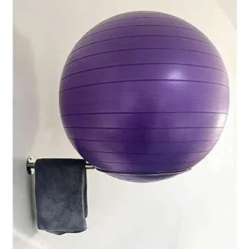 Wall Mounted Stainless Steel Exercise Ball Holder, Sturdy Yoga Ball Storage Rack, Stability ball Display Holder, for Exercise/Yoga/Stability Balls 32 cm to 86 cm (13" to 34"), With mounting screws
