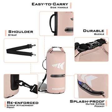 KastKing Cyclone Seal Dry Bag - Best-in-Class 100% Waterproof Bag with Phone Case Front Zippered Pocket,Perfect for Beach,Fishing, Kayaking,Boating,Hiking,Camping,Pink,20L