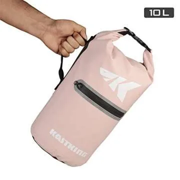 KastKing Cyclone Seal Dry Bag - Best-in-Class 100% Waterproof Bag with Phone Case Front Zippered Pocket,Perfect for Beach,Fishing, Kayaking,Boating,Hiking,Camping,Pink,20L