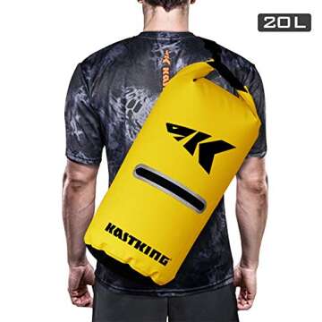 KastKing Cyclone Seal Dry Bag - Best-in-Class 100% Waterproof Bag with Phone Case Front Zippered Pocket,Perfect for Beach,Fishing, Kayaking,Boating,Hiking,Camping,Pink,20L