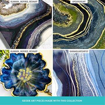 MEYSPRING Geode Art Collection - The Ultimate Set of Epoxy Resin Color Pigment with Resin Art Online Course - Metallic Pigment, Mica Powder, and Fine Glitter - Resin Supplies