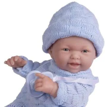 JC Toys - Mini La Newborn First Day | Anatomically Correct Real Boy Baby Doll | 9.5" All-Vinyl | Includes Knit Outfit, Hat and Pacifier | Designed by Berenguer | Ages 2+