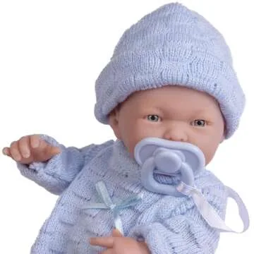 JC Toys - Mini La Newborn First Day | Anatomically Correct Real Boy Baby Doll | 9.5" All-Vinyl | Includes Knit Outfit, Hat and Pacifier | Designed by Berenguer | Ages 2+