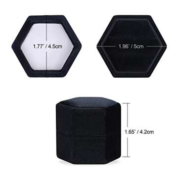 BLUTETE Elegant Hexagon Velvet Ring Box for Engagement Wedding