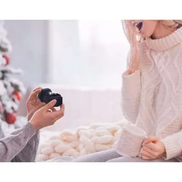 BLUTETE Hexagon Velvet Ring Box for Weddings Engagements