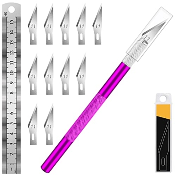 DIYSELF Craft Hobby Knife with Blades and Steel Ruler Set