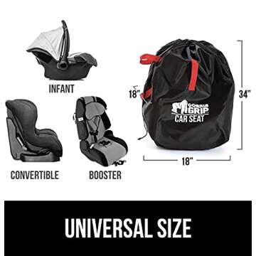 Gorilla Gear Durable Easy Carry Gate Check Airport Water Resistant Protector Bag, Padded Straps, Fits Convertible Car Seats, Infant Carriers, Booster Seat, Air Travel Cover, Merlot