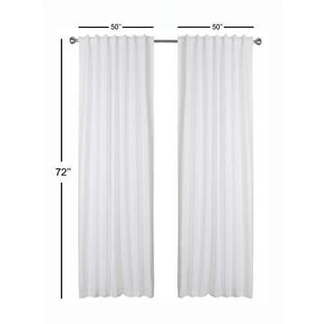 Ramanta Home 100% Cotton Light Filtering Curtains 50x72 Inch - Set of 2, White Curtain for Living Room, Bedroom, Farmhouse Cotton Textured Slub Fabric Semi Sheer Back Tab Window Linen Panels - White