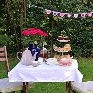 ENJOHOS 6 Oz Ceramic Tea Cup Coffee Cup Set British Royal Series Cups Saucer Sets Service for 4 with Teapot Sugar Bowl Cream Pitcher Teaspoons and tea strainer(Pink,4 Cups Set)