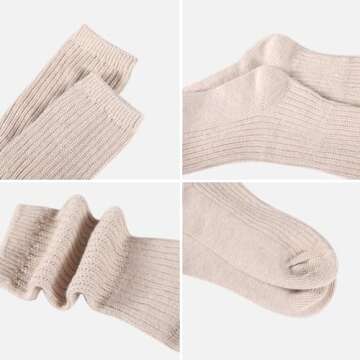 COZYOFFI Slouch Socks for Women Crew: 5 Pairs Scrunch Socks Daily Wear with Sneakers - Thick Chunky ...