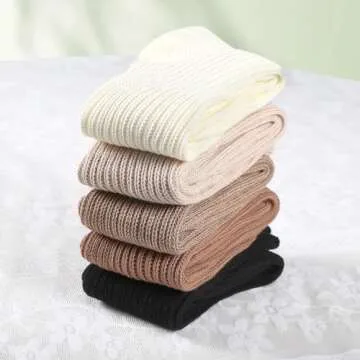 COZYOFFI Slouch Socks for Women Crew: 5 Pairs Scrunch Socks Daily Wear with Sneakers - Thick Chunky Socks Pairs with Boots