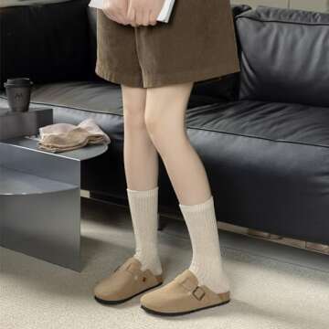 COZYOFFI Slouch Socks for Women Crew: 5 Pairs Scrunch Socks Daily Wear with Sneakers - Thick Chunky Socks Pairs with Boots