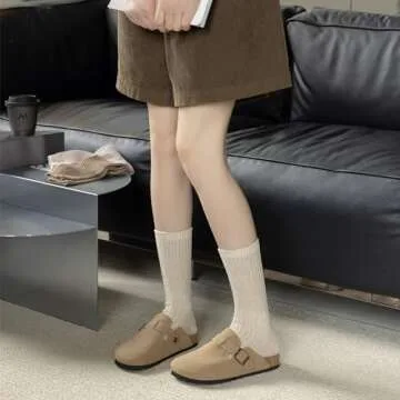 COZYOFFI Slouch Socks for Women Crew: 5 Pairs Scrunch Socks Daily Wear with Sneakers - Thick Chunky Socks Pairs with Boots