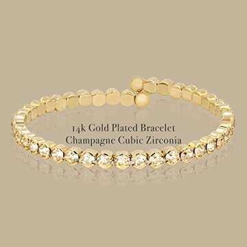 HOT JEWELRY BOX 14K Gold Plated Tennis Bracelet | Gold Bangle Jewelry Bracelets for Women | Aestheti...