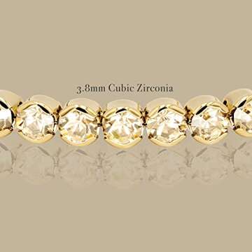 HOT JEWELRY BOX 14K Gold Plated Tennis Bracelet | Gold Bangle Jewelry Bracelets for Women | Aesthetic Accessories with Exquisite CZ and Adjustable Memory Wire for Easy Fit on Any Wrist size