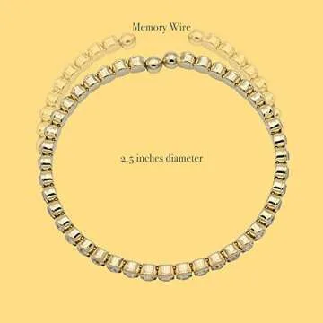 HOT JEWELRY BOX 14K Gold Plated Tennis Bracelet | Gold Bangle Jewelry Bracelets for Women | Aesthetic Accessories with Exquisite CZ and Adjustable Memory Wire for Easy Fit on Any Wrist size
