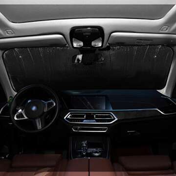 WELLDAY Car Windshield Sunshade Black and White Leopard Trucks Auto Blocks Sun Visor Keep Your Vehicle Cool UV and Heat Reflector