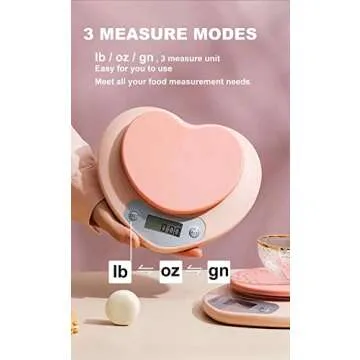 YRY Pink Kitchen Scale - Large LCD, Tare Function, 11 lbs Capacity, 0.03 oz Precise Graduation - Perfect Food Scale for Baking & Cooking, ML & Oz Unit for Liquids and Solids (Pink 5kg/1g)