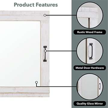 FirsTime & Co. Cottage Door Wall Mirror, 32"H x 24"W, Rustic White